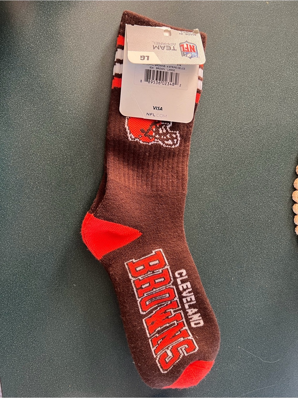 NFL Cleveland Browns Brown Crew Socks with Orange Accents